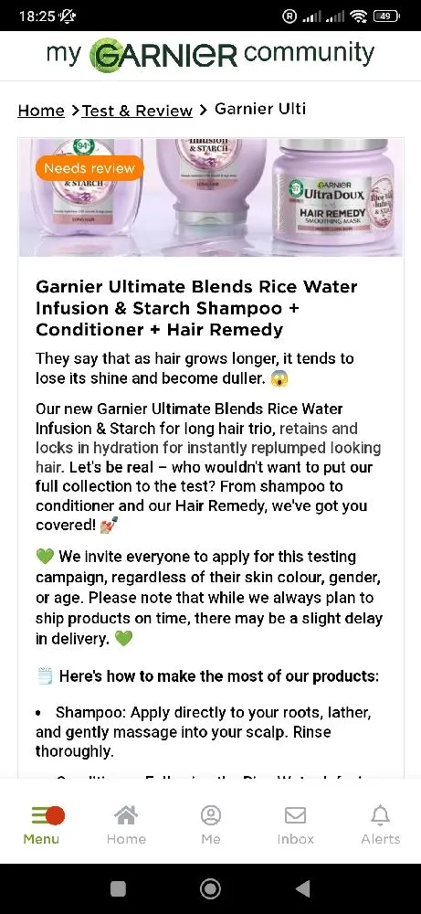 Thrilled to be chosen for this test!💓💓 Thank you, Garnier