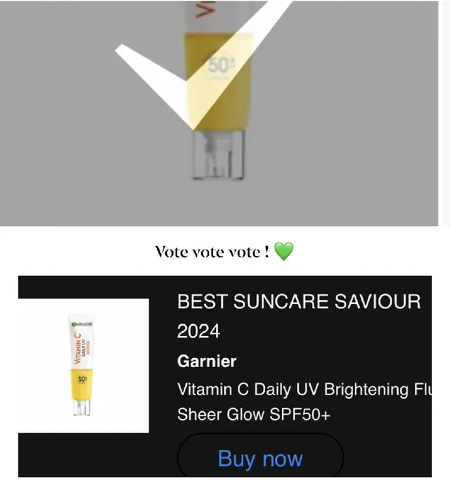 I have voted for Garnier Best Suncare Saviour 2024 I did get