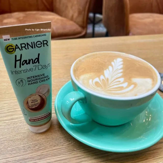 Coffee time with my always must have hand cream.. travel
