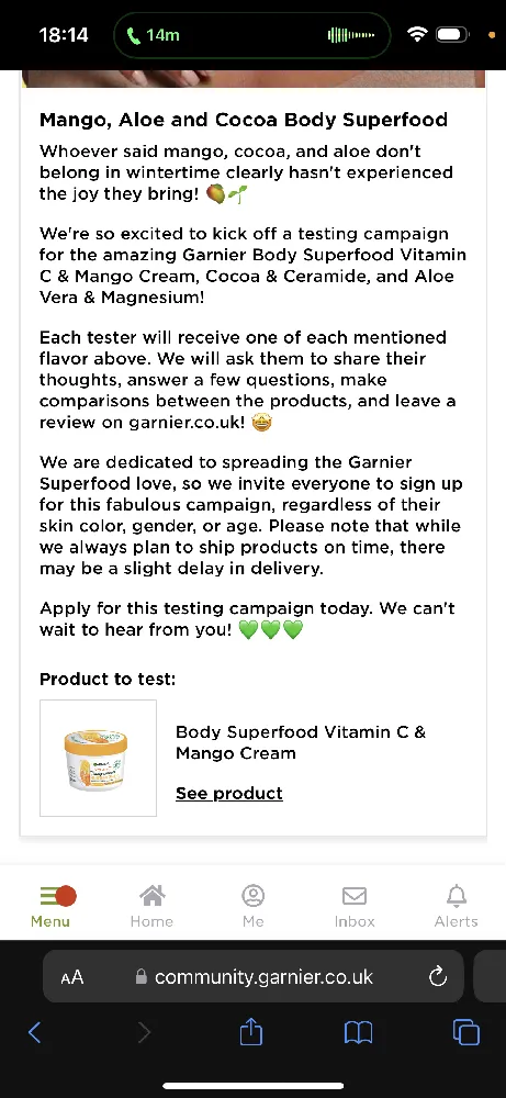 Thanks  again Garnier for giving me a chance of trying