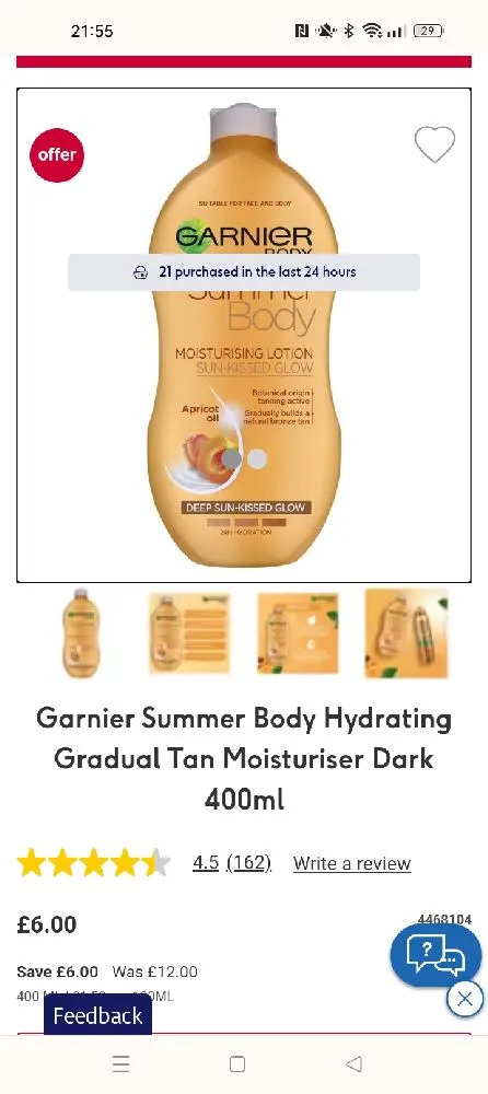 This is an amazing gradual tan and so easy to use ,it's on