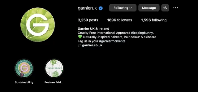 just followed Garnier on instagram!