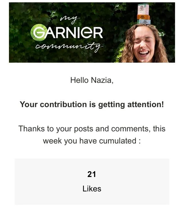 Thank you to everyone on the garnier community for the likes